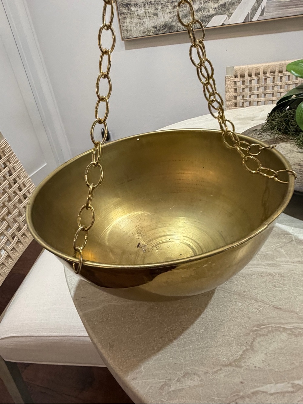 BrassHanging Decorative Bowl Vase - Modern Home Accent